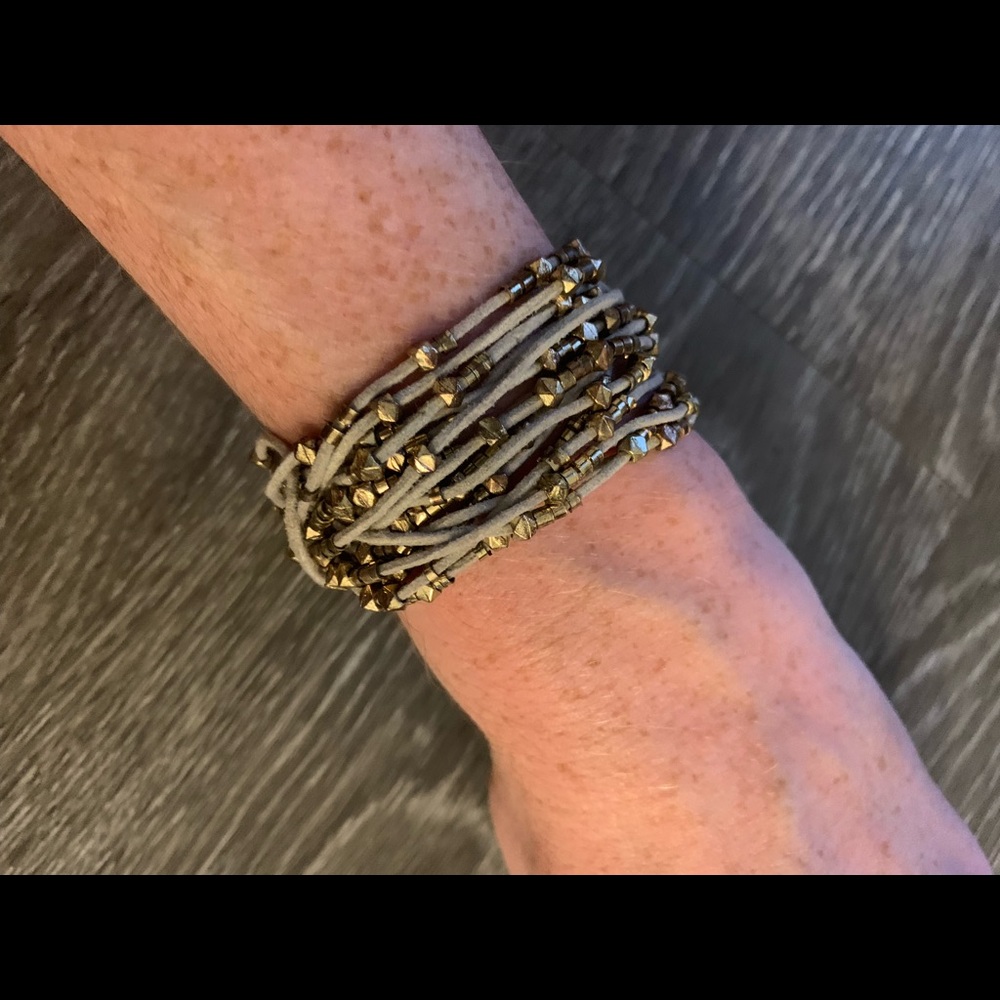 Gray suede and gold bracelet